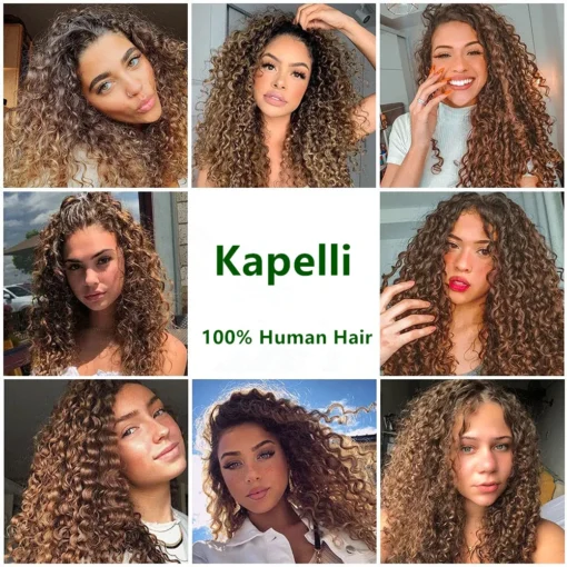 13x4 hd transparent lace frontal closure with ombre curly human hair bundles, 100% brazilian remy hair extensions
