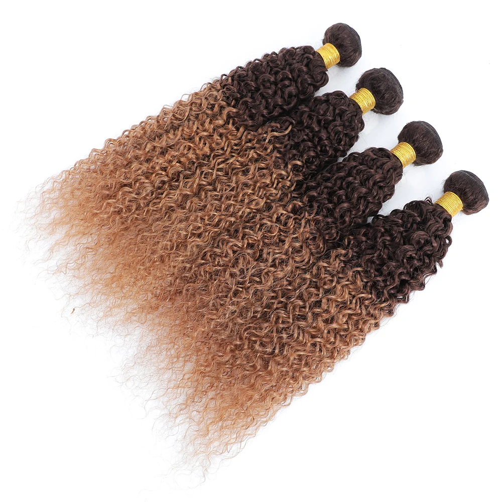 13x4 hd transparent lace frontal closure with ombre curly human hair bundles, 100% brazilian remy hair extensions