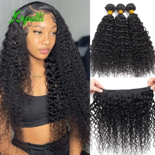 water wave human hair weave with lace closure 1 bundles 7a 100% wet and wavy human hair