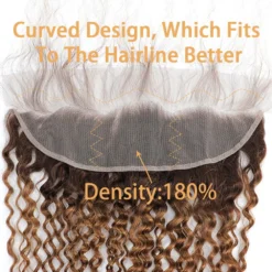 13x4 hd transparent lace frontal closure with ombre curly human hair bundles, 100% brazilian remy hair extensions