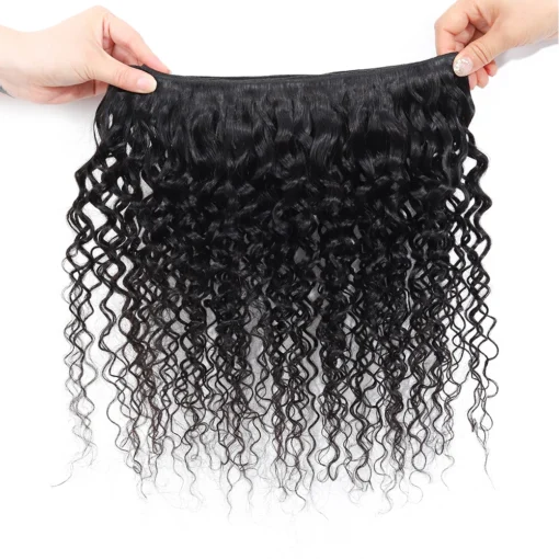water wave human hair weave with lace closure 1 bundles 7a 100% wet and wavy human hair