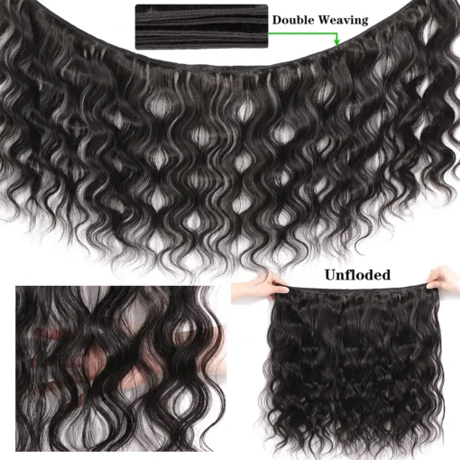 #1b natural body wave brazilian hair weave bundles, 100% human hair with 4x4 hd lace closure, extensions for women and girls, 3 or 4 bundles