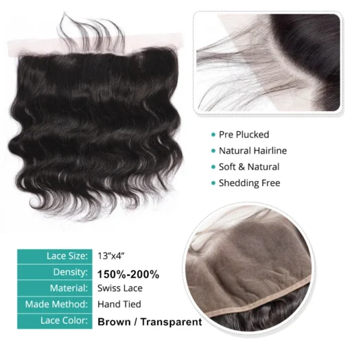 natural black brazilian body wave human hair bundles, 3 or 4 bundles with 4x4 or 13x4 hd lace closure for women
