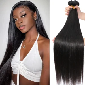 34 Straight Brazilian Remy Human Hair Weave Bundles Natural Color Extensions for Women 1 3 4 pcs Hair Wigs Market
