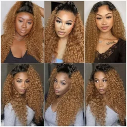 t1b/27 colored curly human hair bundles with 4x4 lace closure, 100% human hair extensions for women