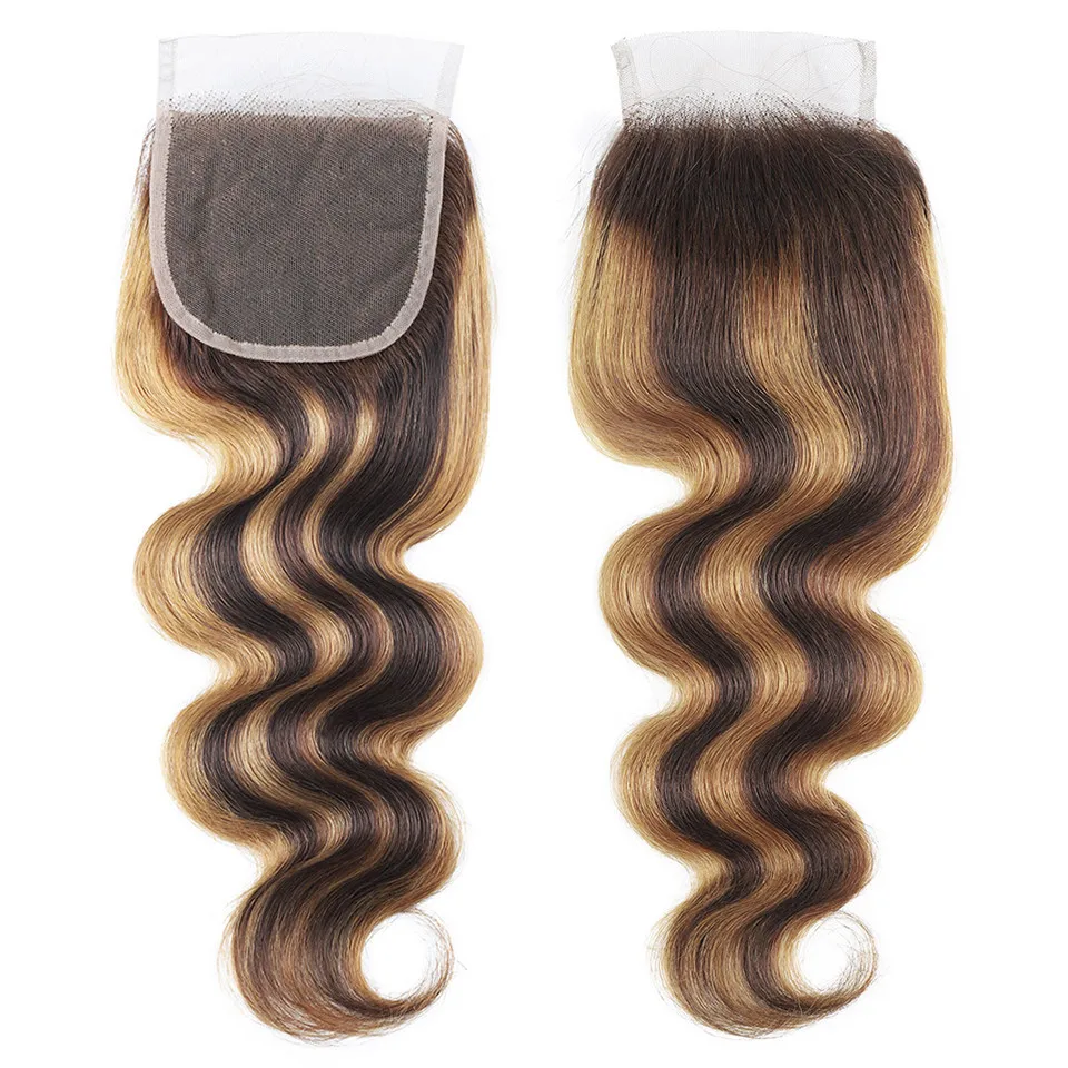 p4/27 highlight body wave brazilian bone straight remy hair extensions, bundles with frontal closure for women