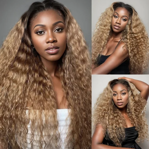 t1b/27 colored curly human hair bundles with 4x4 lace closure, 100% human hair extensions for women
