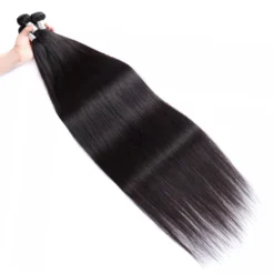 34'' straight brazilian remy human hair weave bundles, natural color extensions for women (1/3/4 pcs)