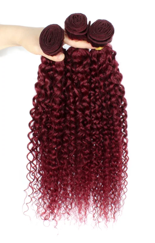 t1b/99j burgundy curly brazilian human hair, 3 or 4 bundles with 4x4 lace closure, red hair extensions for women and girls