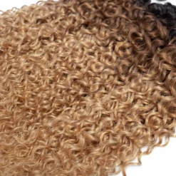 4/30hl ombre brazilian curly human hair, 3 or 4 bundles with lace closure, blonde hair weave extensions